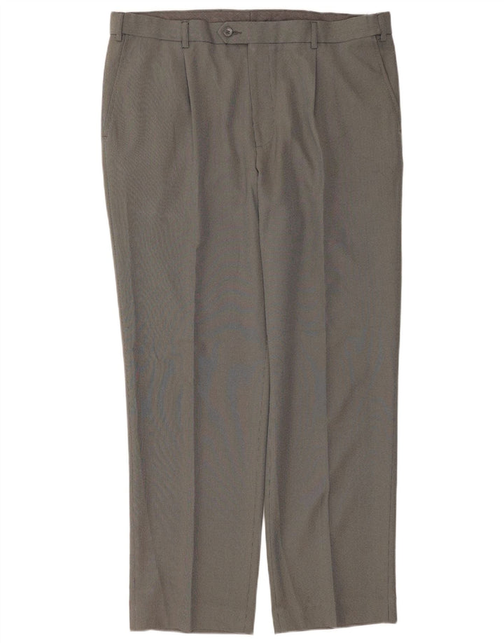 Pantaloni da abito vestibilità regolare da uomo Marks & Spencer W38 L31 poliestere grigio