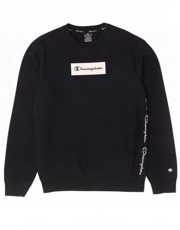 Felpa grafica da uomo Champion Felpa media in cotone blu navy
