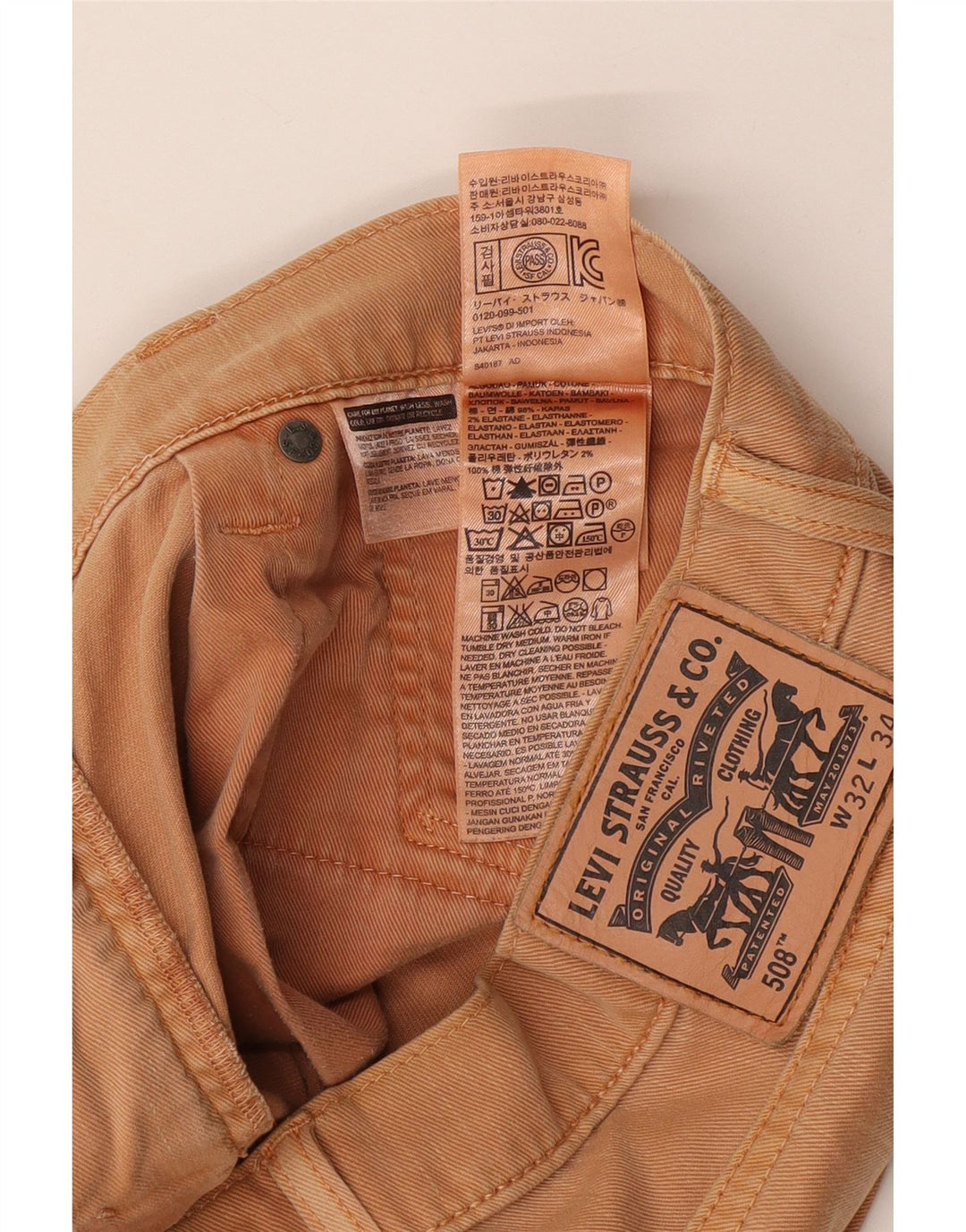 Jeans Levi's da uomo affusolati vestibilità regolare W32 L34 cotone beige