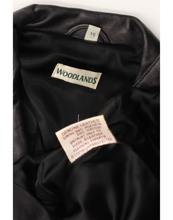 Giacca blazer in pelle Woodlands da donna Sardar UK 16 grande nera