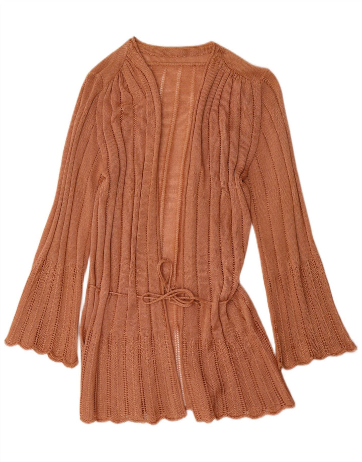 Maglione cardigan avvolgente da donna vintage IT 44 acrilico marrone medio