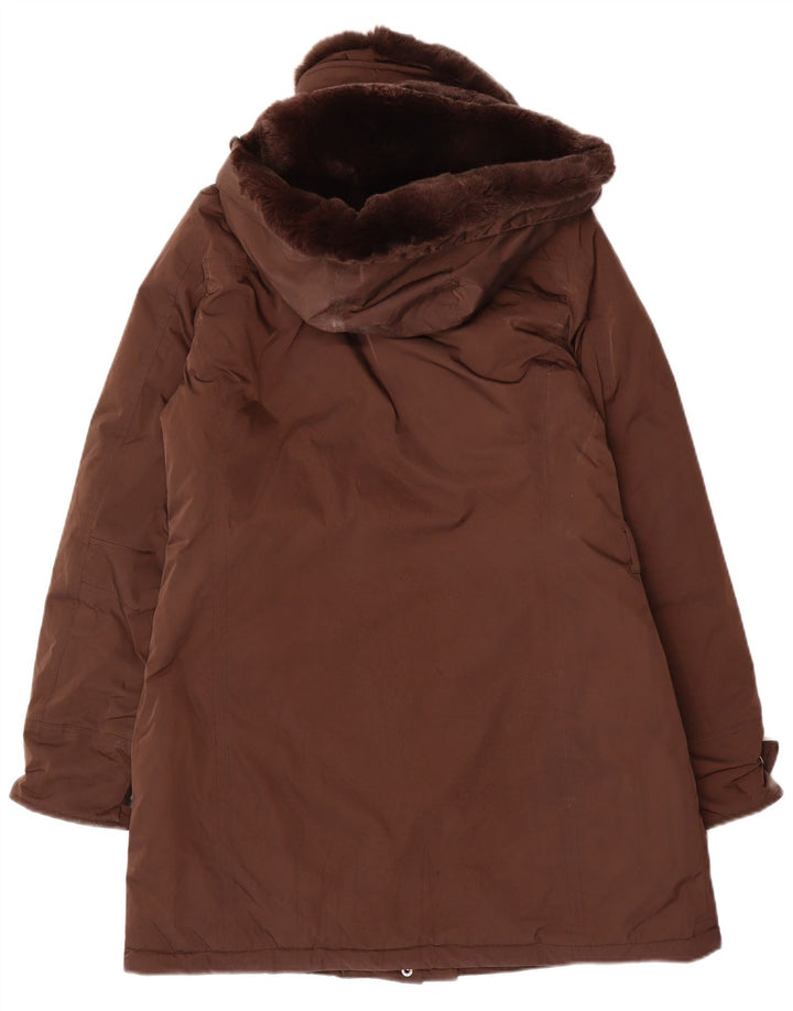 Giacca Parka con cappuccio da donna Woolrich UK 14 Poliestere marrone medio