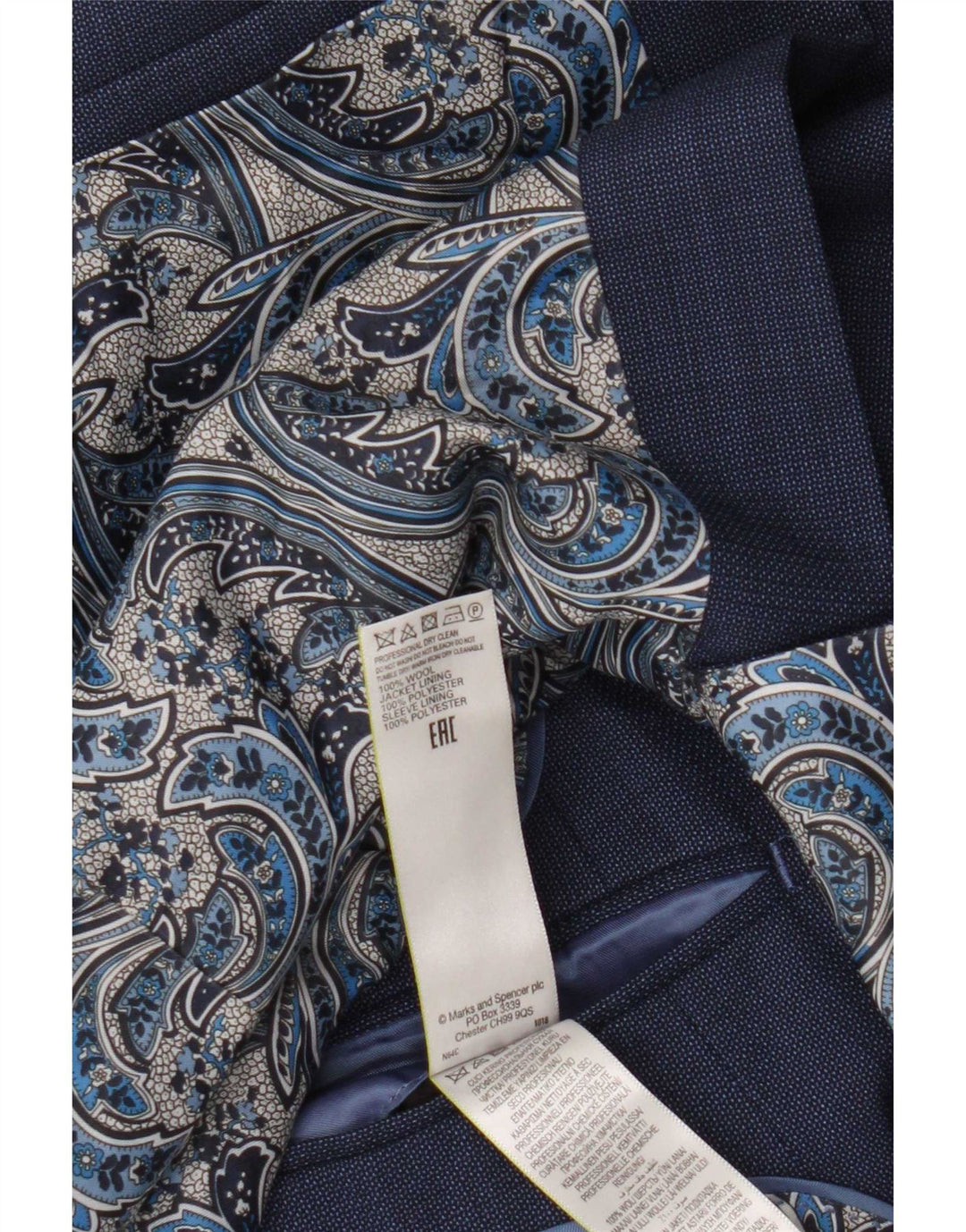 Giacca blazer a 2 bottoni da uomo Marks & Spencer UK 38 lana blu medio