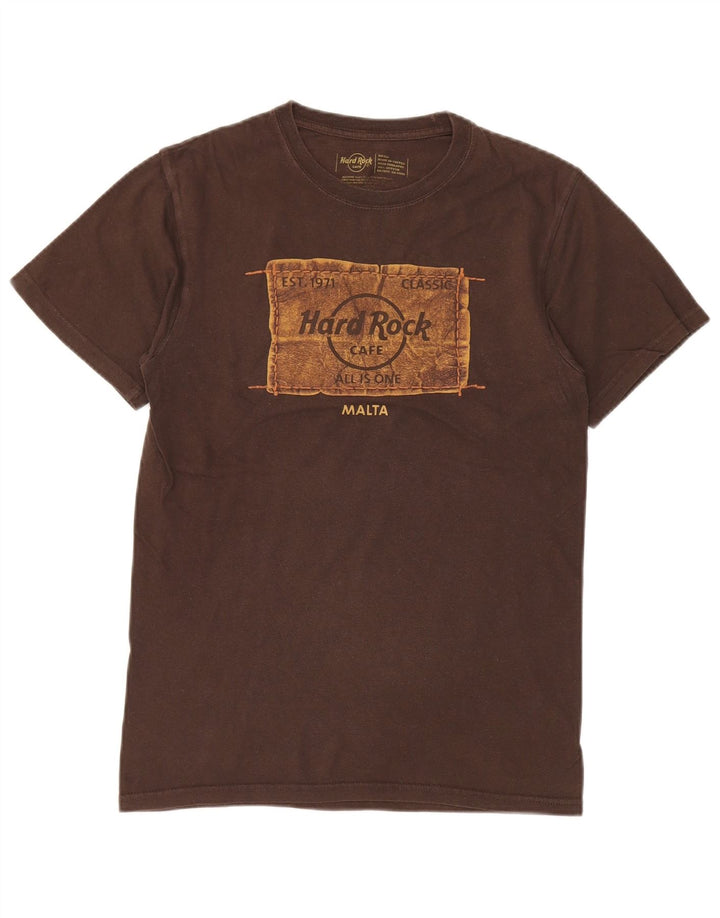 T-shirt grafica da uomo Hard Rock Cafe Malta, piccola, in cotone marrone