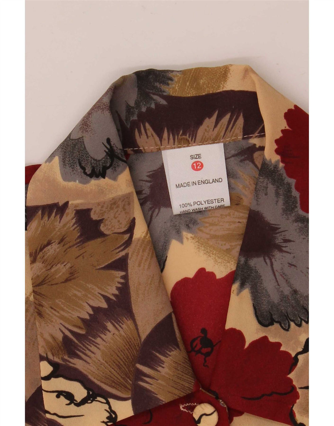 Camicetta camicia vintage da donna UK 12 Poliestere floreale multicolore medio