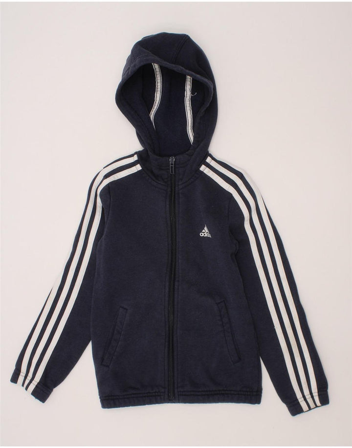 ADIDAS Boys Zip Hoodie Sweater 4-5 Years Navy Blue