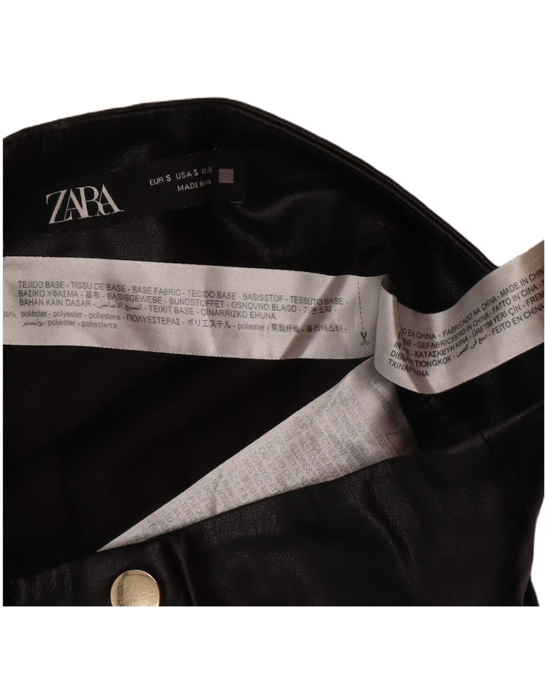 Minigonna Zara da donna in ecopelle piccola W26 poliestere nero