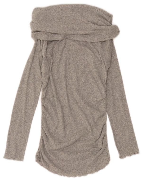 Top Zara da donna a collo alto a maniche lunghe UK 12 Grigio medio chiazzato