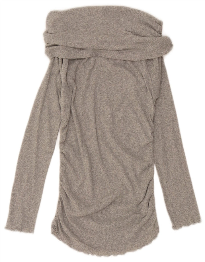 Top Zara da donna a collo alto a maniche lunghe UK 12 Grigio medio chiazzato