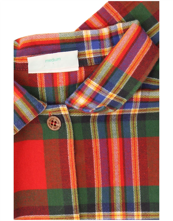 Abito camicia grafica oversize da donna VINTAGE UK 14 medio rosso a quadri