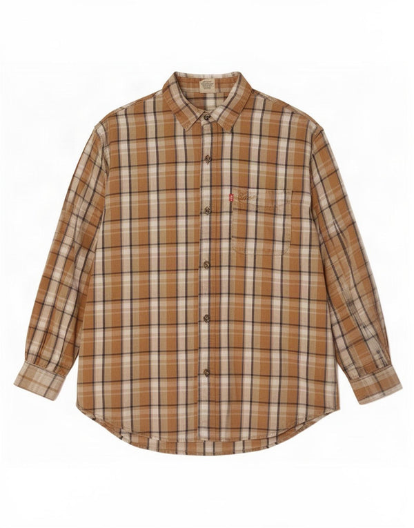 Camicia da uomo Levi's in cotone scozzese marrone medio