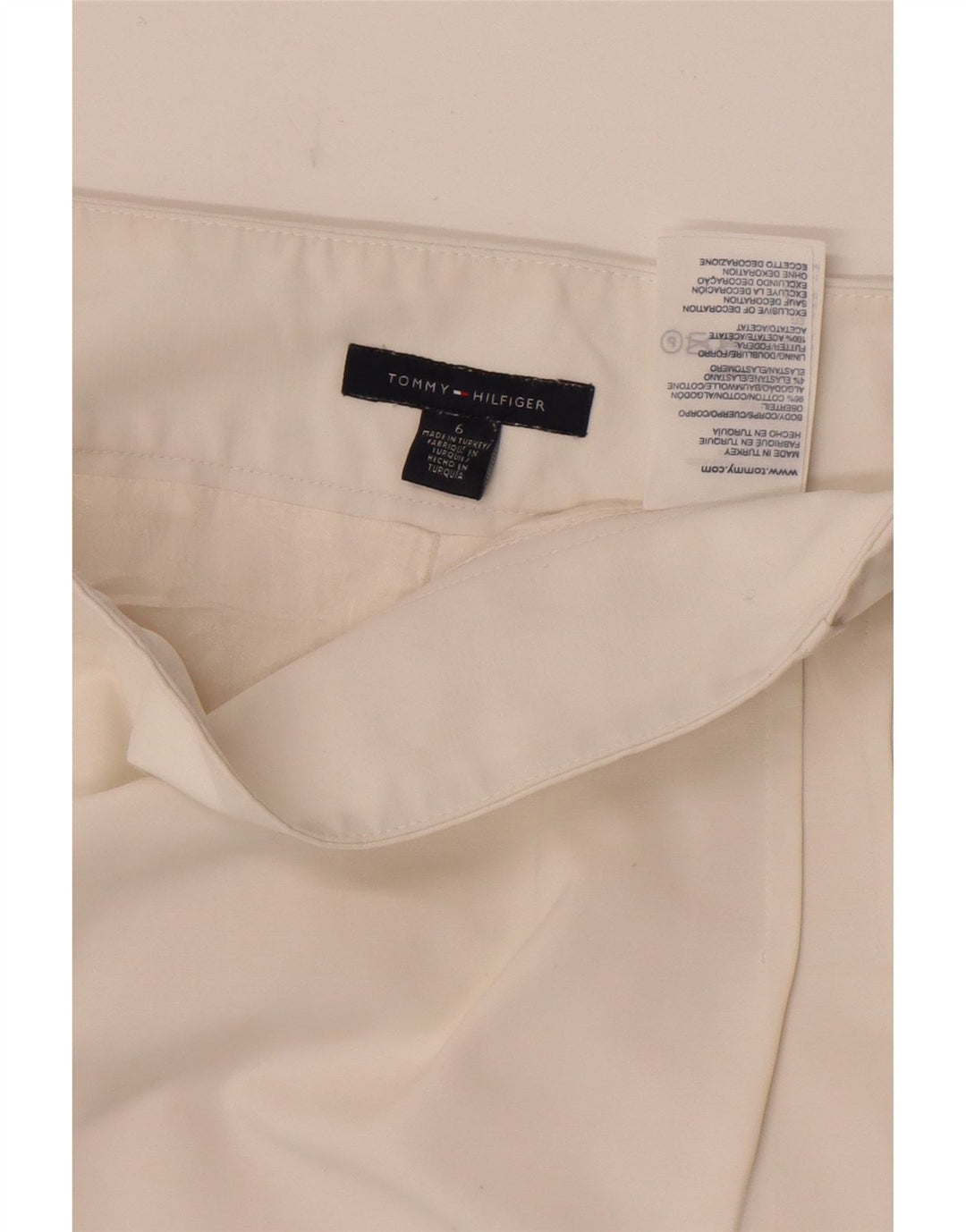 Gonna dritta da donna Tommy Hilfiger US 6 media W29 cotone bianco