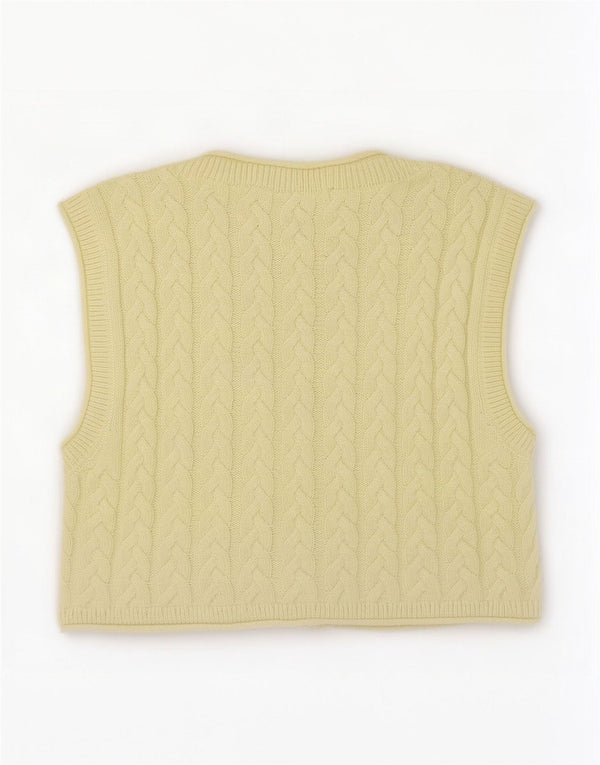 Canotta corta da donna Zara UK 10 piccola in cotone giallo