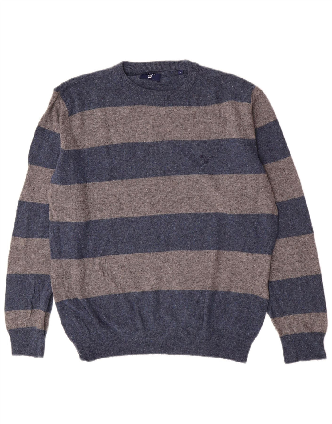 Gant Maglione da uomo girocollo in lana d'agnello a righe grandi blu