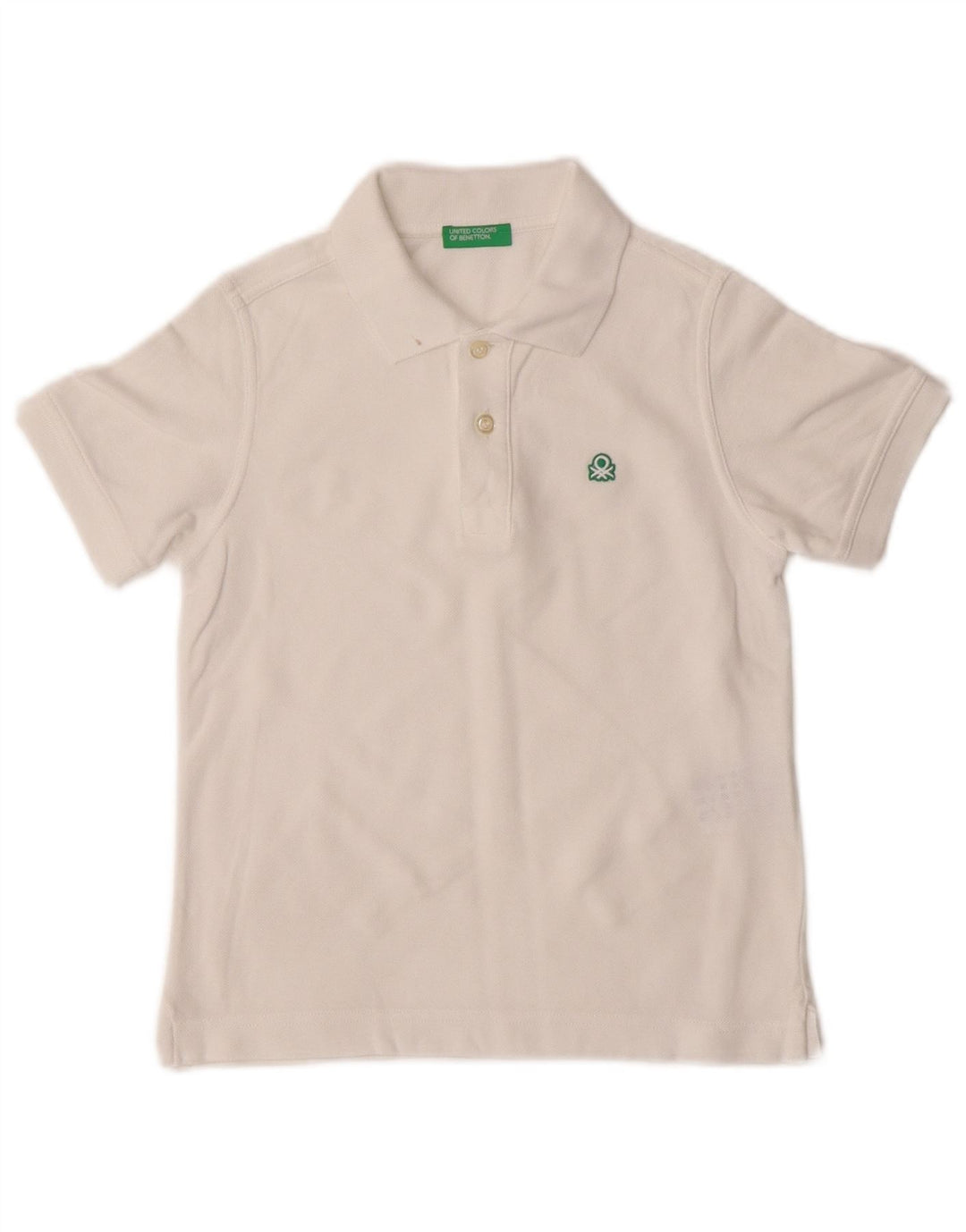 Polo Benetton Bambino 6-7 Anni Small Cotone Bianco