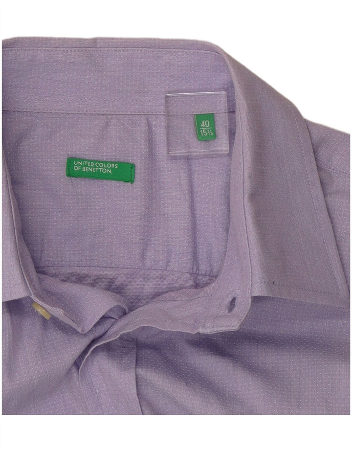 Camicia da uomo BENETTON taglia 40 15 3/4 medio viola maculato