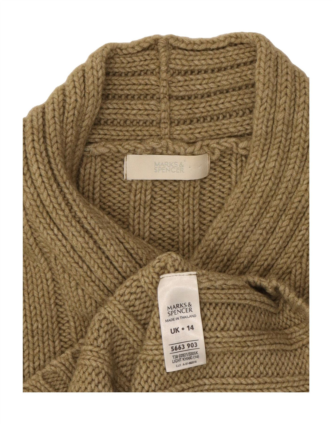 MARKS & SPENCER Womens V-Neck Jumper Sweater UK 14 Medium  Beige Acrylic Vintage Marks & Spencer and Second-Hand Marks & Spencer from Messina Hembry 