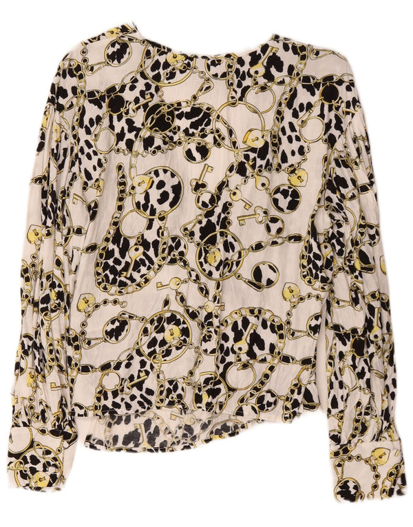 Topshop Cardigan avvolgente oversize da donna con motivo astratto oversize UK 6 XS Bianco