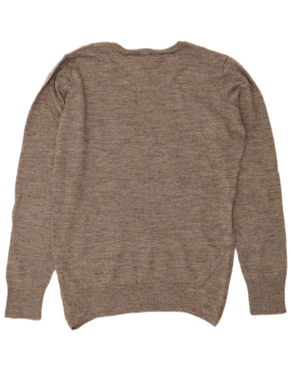 Armani Jeans Womens V-Neck Jumper Sweater EU 46 XL Brown Acrylic
