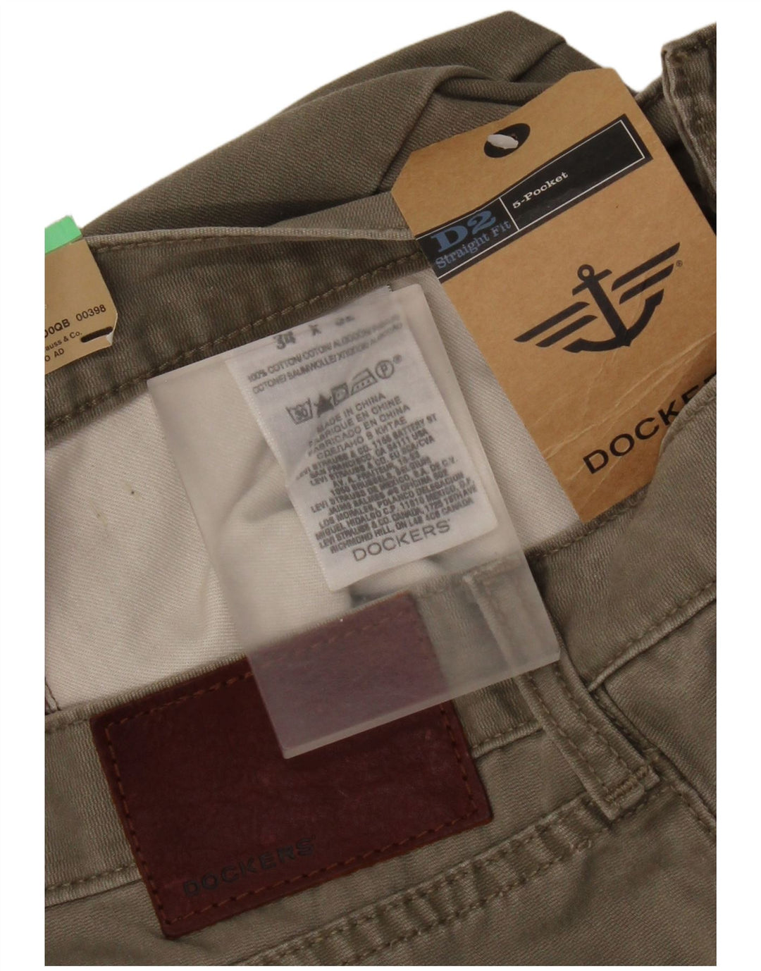 Pantaloni casual dritti da uomo Dockers W34 L32 cotone kaki