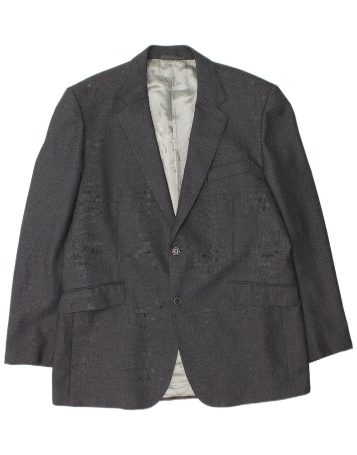 Giacca blazer da uomo a 2 bottoni Aquascutum UK 46 3XL Lana grigia