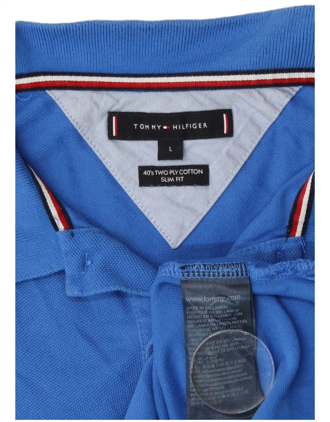 Polo slim fit da uomo Tommy Hilfiger grande in cotone blu