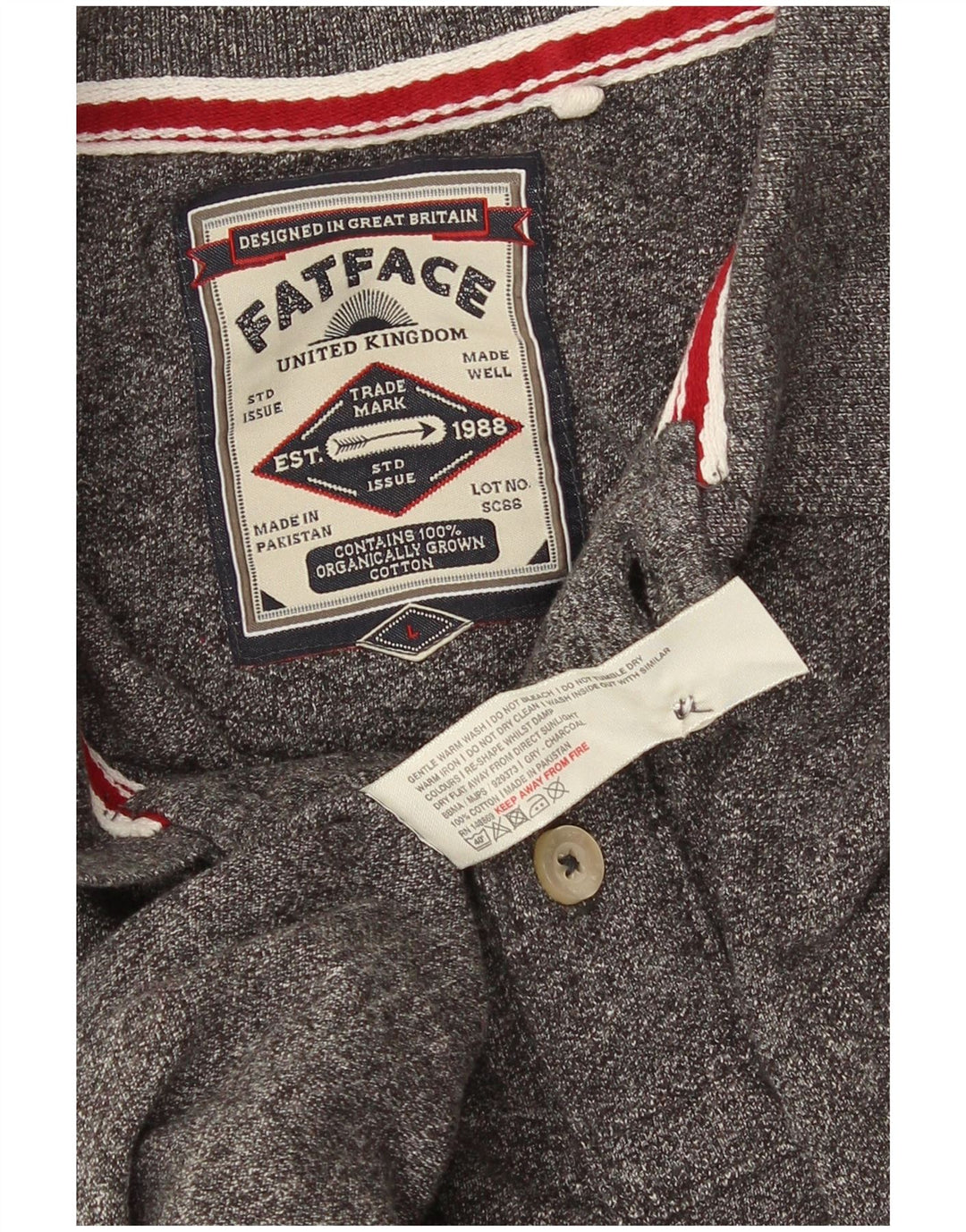 Polo da uomo Fat Face Large in cotone chiazzato grigio