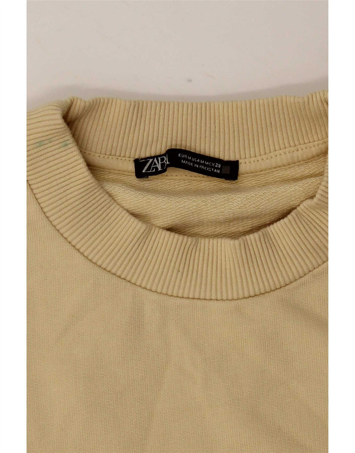 Felpa da donna Zara UK 14 cotone giallo medio