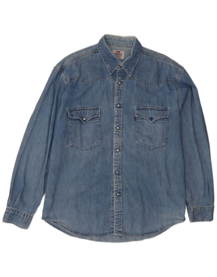 LEVI'S Camicia di jeans da uomo grande in cotone blu
