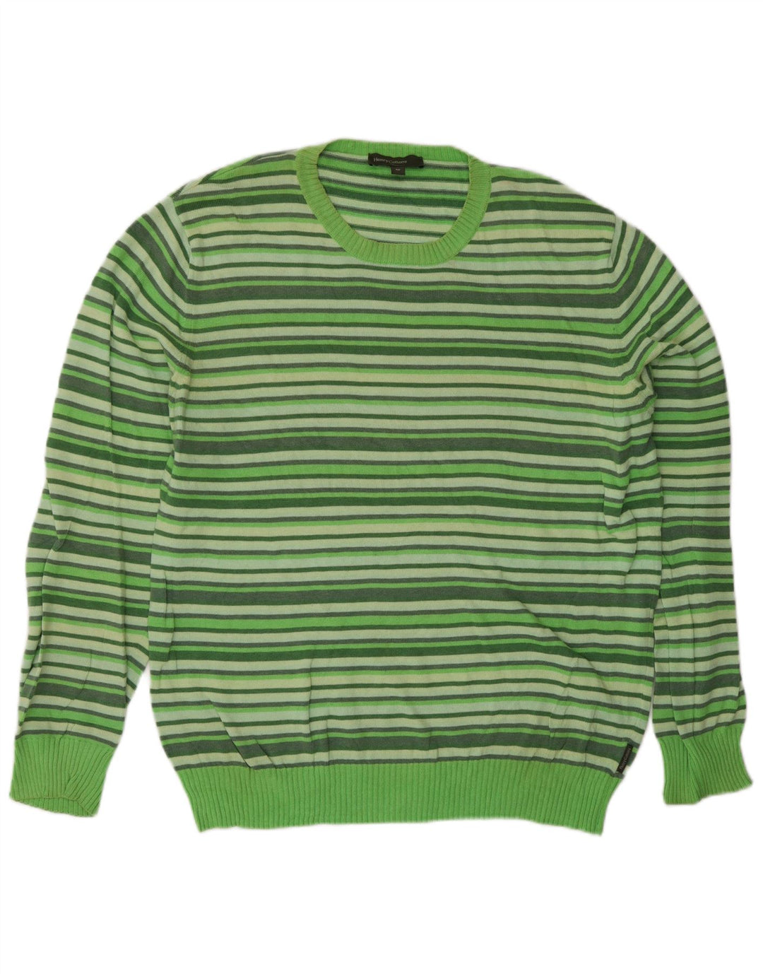 Maglione da uomo girocollo Henry Cottons a righe verde medio