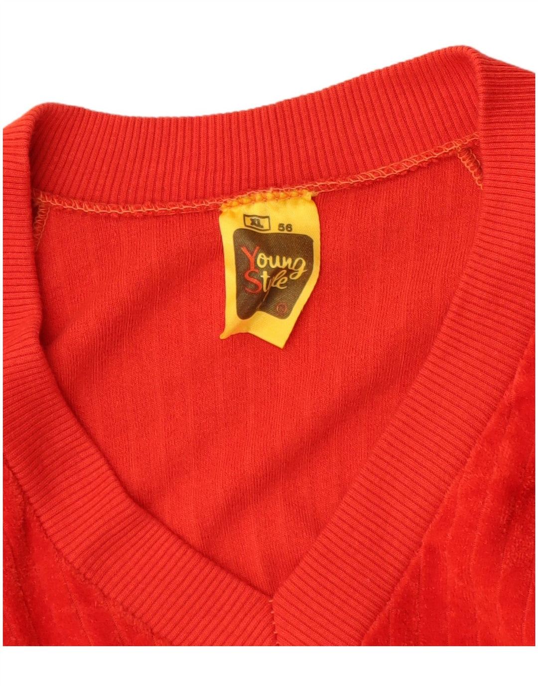 Maglione da uomo con scollo a V VINTAGE XL in cotone rosso