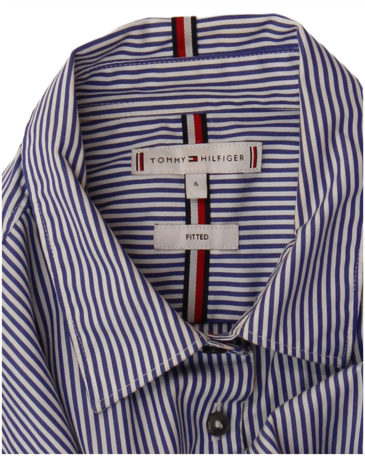 TOMMY HILFIGER Camicia aderente da donna US 6 a righe blu medio