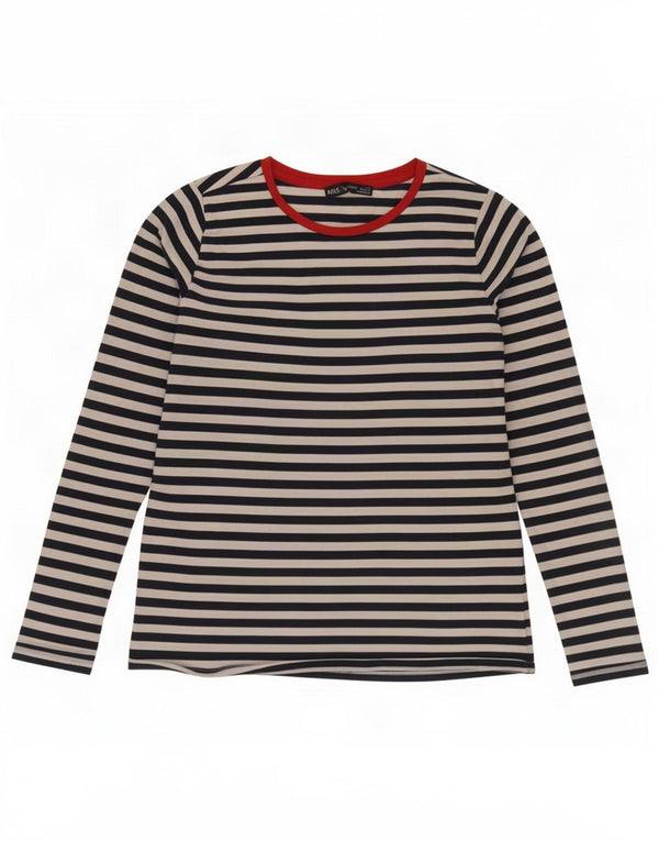 Marks & Spencer Top da donna a maniche lunghe UK 10 Small Blu Navy a righe