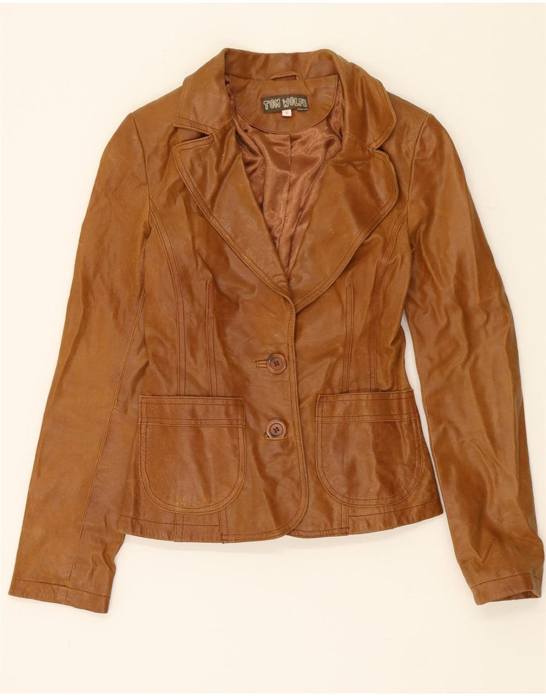 TOM WOLFE Womens Leather Jacket US 6 Medium Brown Leather Vintage Tom Wolfe and Second-Hand Tom Wolfe from Messina Hembry 