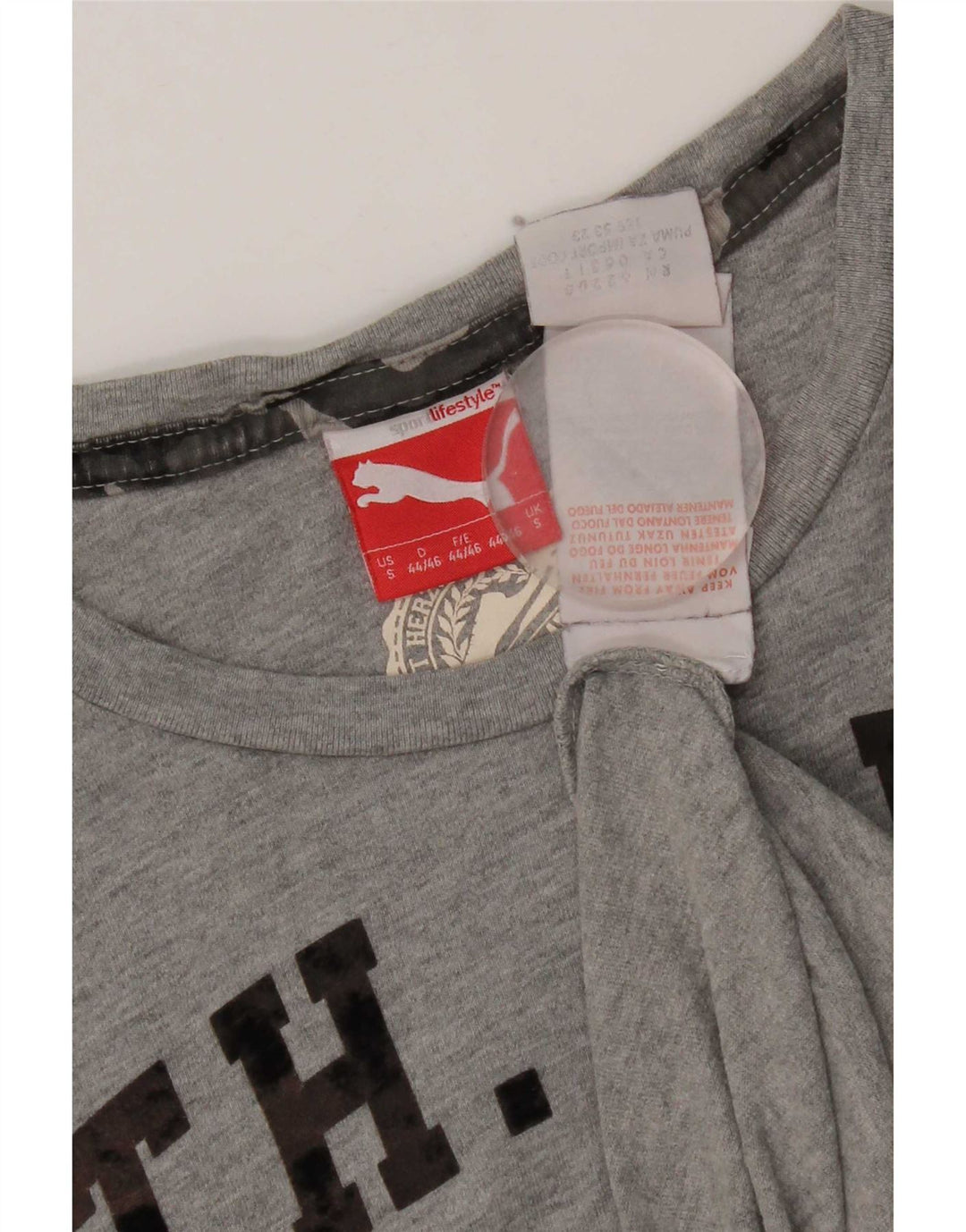 T-shirt grafica da uomo Puma Top Small in cotone grigio
