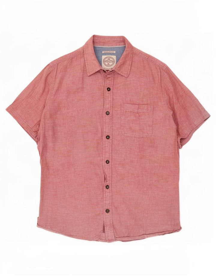 Camicia da uomo a maniche corte, vestibilità regolare, Fat Face, piccola, in lino rosso