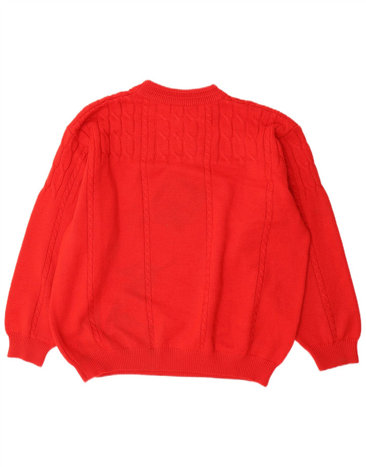 Maglione maglione girocollo da uomo vintage in lana rossa XL