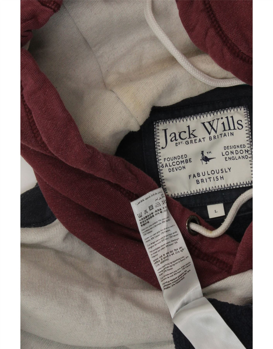 JACK WILLS Maglione con cappuccio grafico da uomo grande blocco di colori multicolore