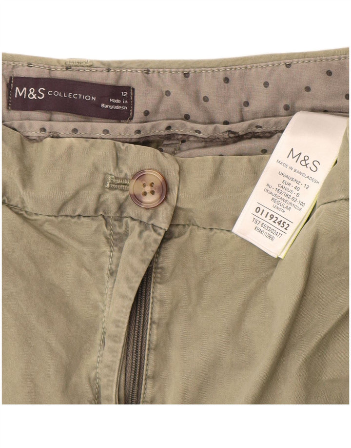MARKS & SPENCER Pantaloni chino slim da donna UK 12 Medium W30 L28 Cachi