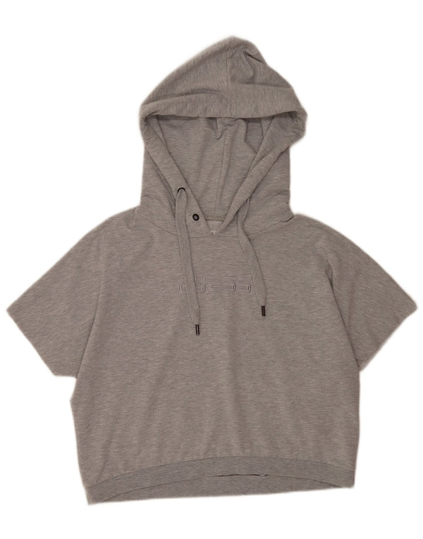 Guess Felpa con cappuccio grafica oversize da donna UK 16 Large Grey Flecked