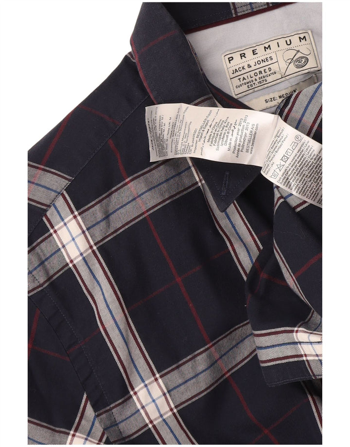 Camicia da uomo Jack & Jones in cotone a quadri blu navy medio