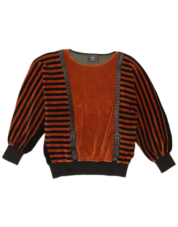 LA MAISON BLU Maglione da donna con scollo a barca UK 14 Marrone medio a righe