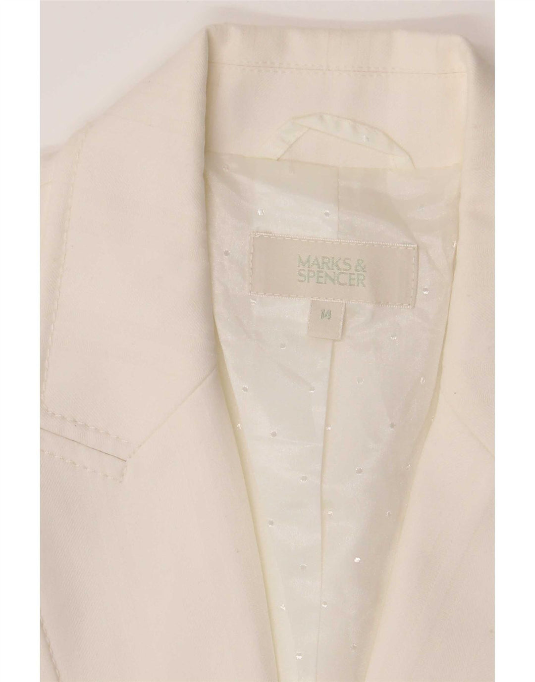 Giacca blazer a 2 bottoni Marks & Spencer da donna UK 14 poliestere bianco medio
