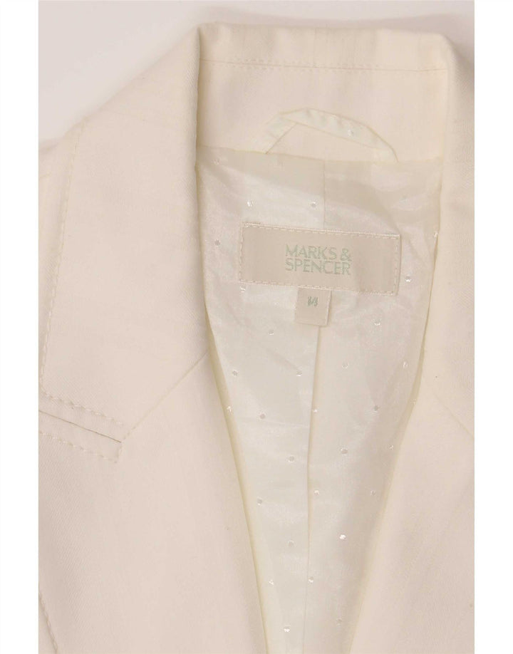 Giacca blazer a 2 bottoni Marks & Spencer da donna UK 14 poliestere bianco medio