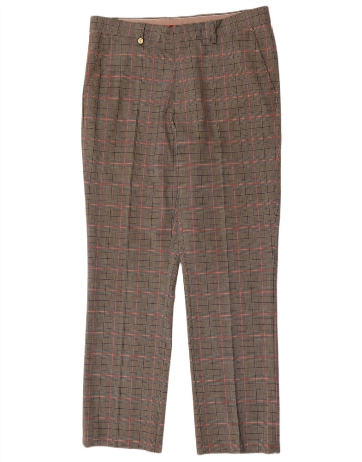 Pantaloni da abito dritti da uomo Golfino W34 L31 Poliestere a quadri grigi