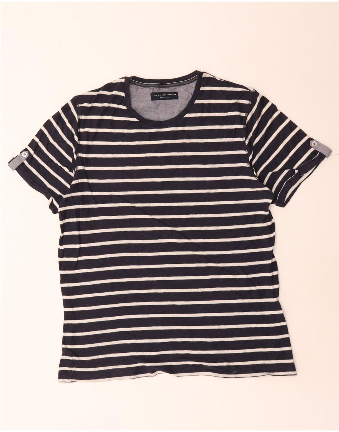 Jack & Jones T-shirt da uomo Top grande a righe blu navy
