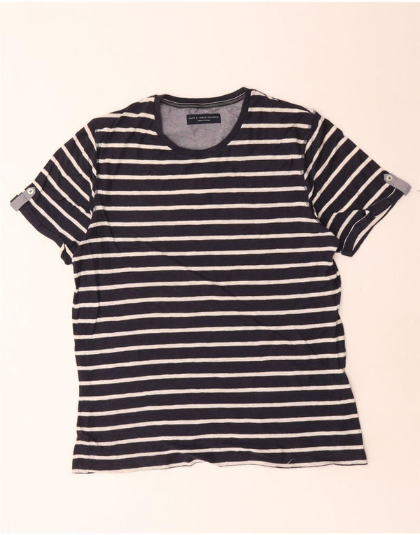 Jack & Jones T-shirt da uomo Top grande a righe blu navy