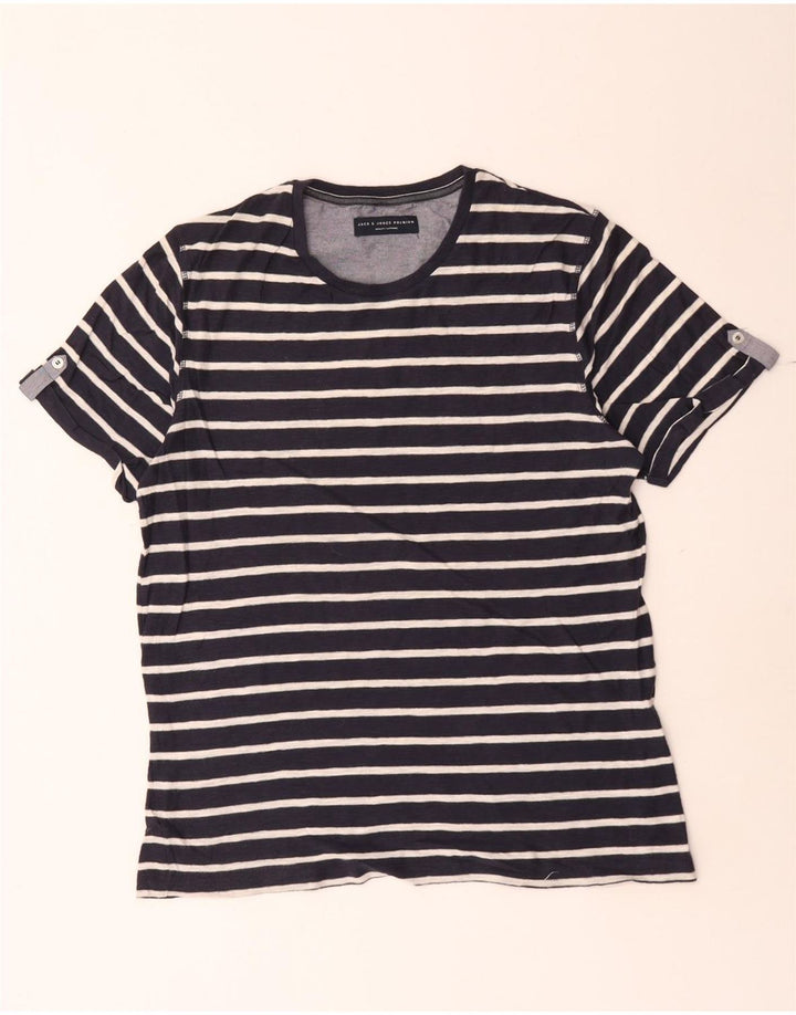 Jack & Jones T-shirt da uomo Top grande a righe blu navy