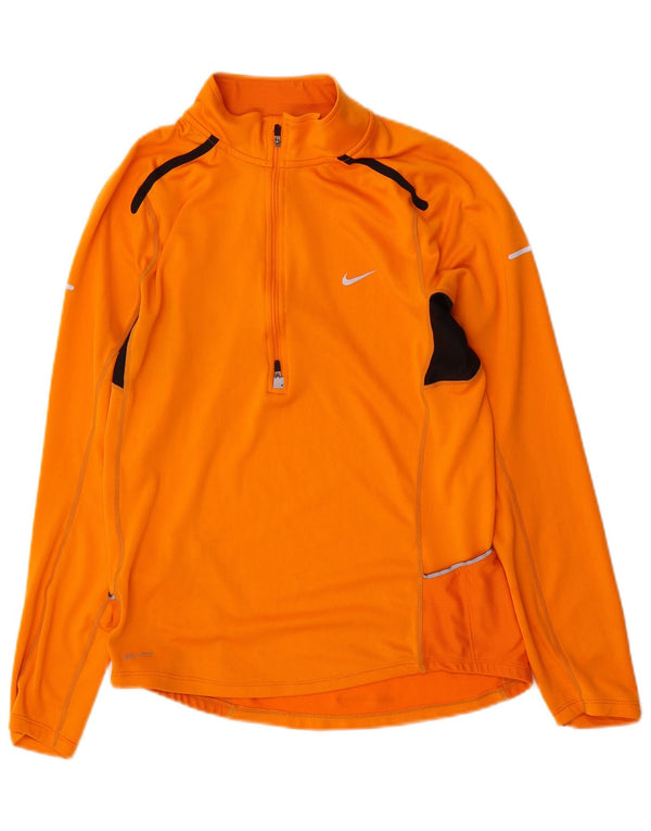 Maglia da tuta Nike Dri Fit con collo e zip da uomo, color block arancione medio