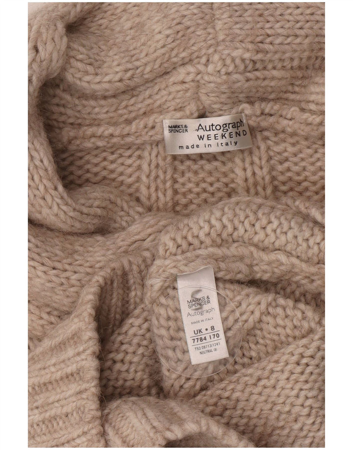 Maglione maglione a collo alto da donna Marks & Spencer UK 8 piccolo acrilico beige